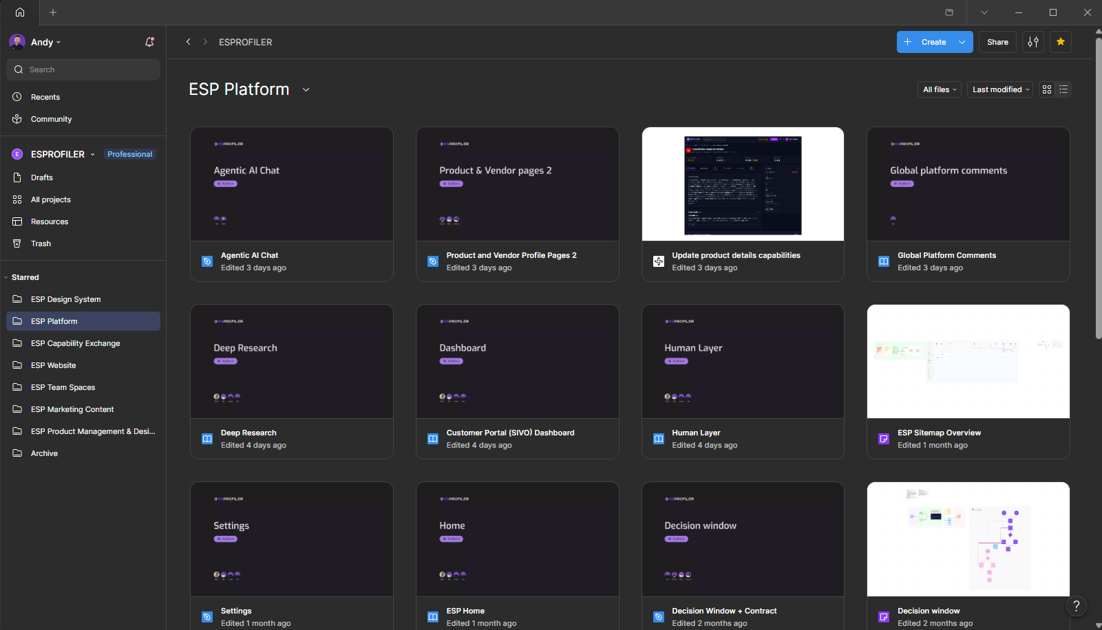 ESP Platform project structure in Figma